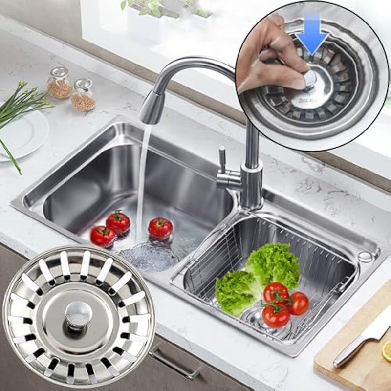 Kitchen Sink Plug Strainer Stainless Steel Rust Universal Sink Plug Replacement Waste Plug Basket for Food/Hair Catcher Hole Diameter 78mm - Image 3
